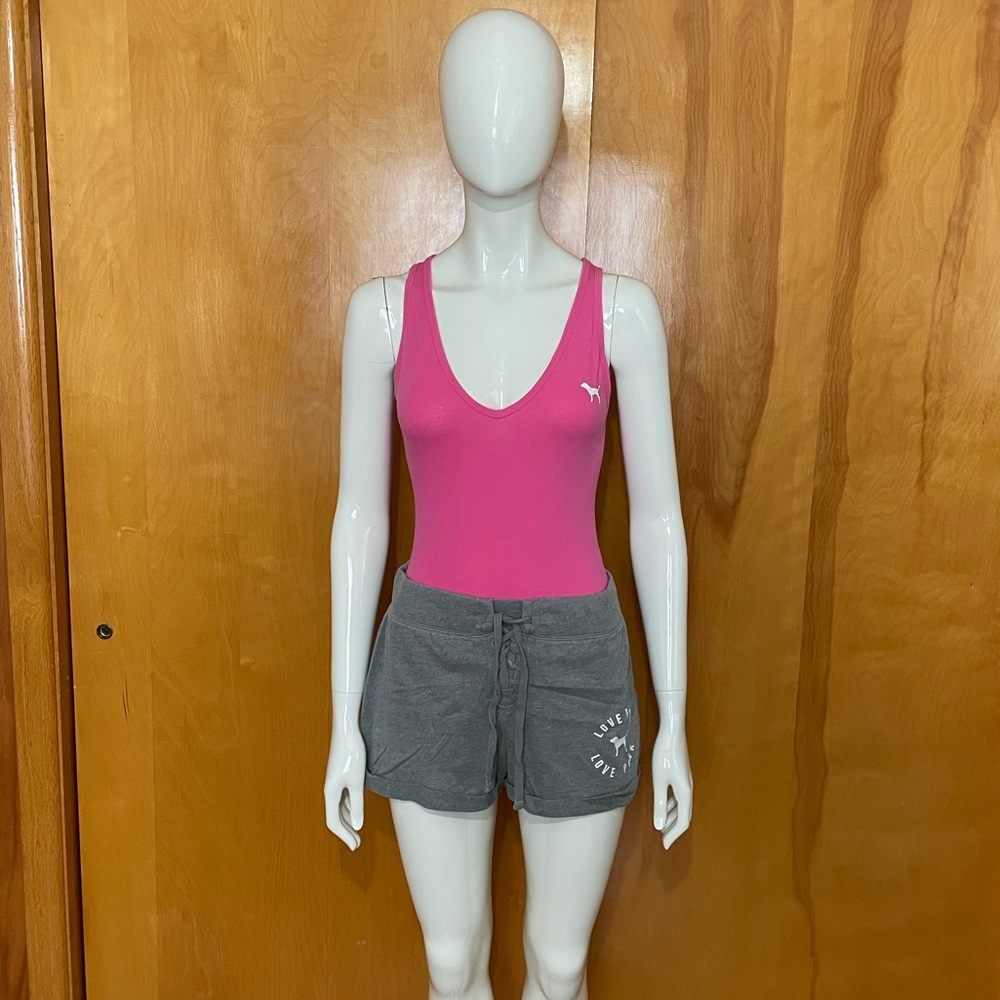 Rare Victoria’s Secret Pink 2017 Set Bodysuit XS & Shorts Small Gray